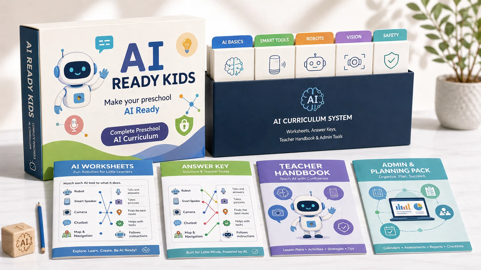 AI Ready Kids complete preschool AI curriculum system with worksheets and support material